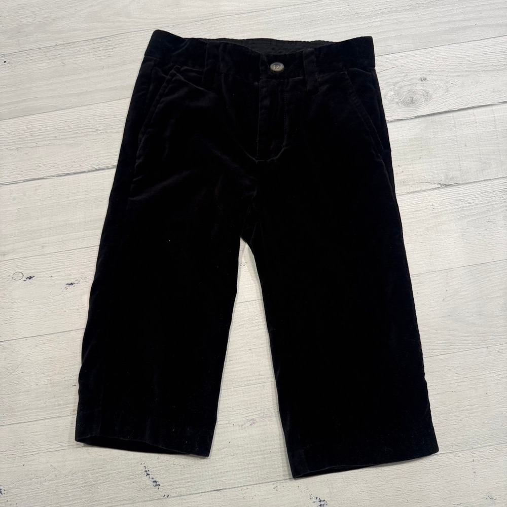 Janie and Jack baby boys black velour pants 12/18 months